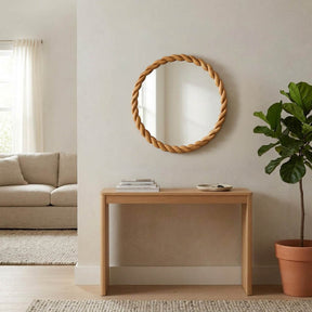 Forest Light Oak Braided Wooden Frame Wall Mirror