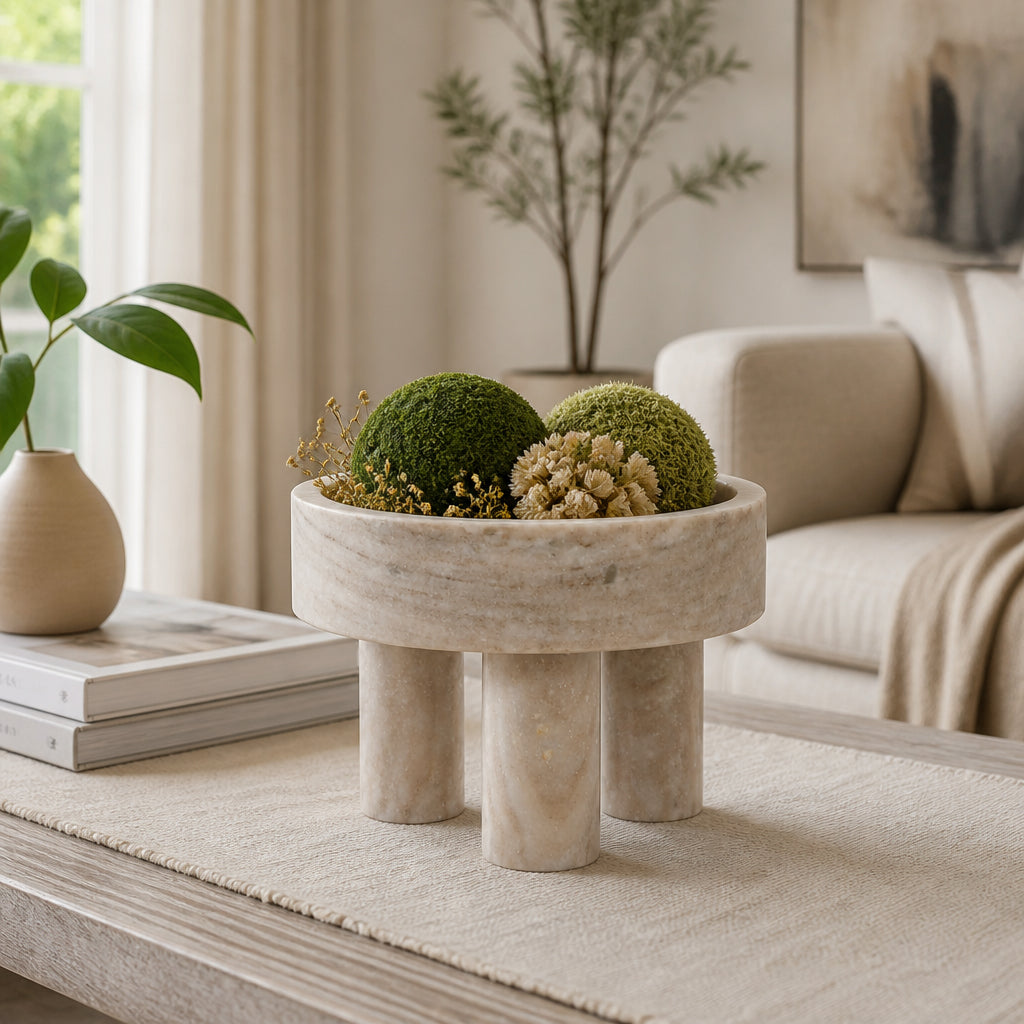 Broganmoor Beige Marble Bowl on 3 Feet