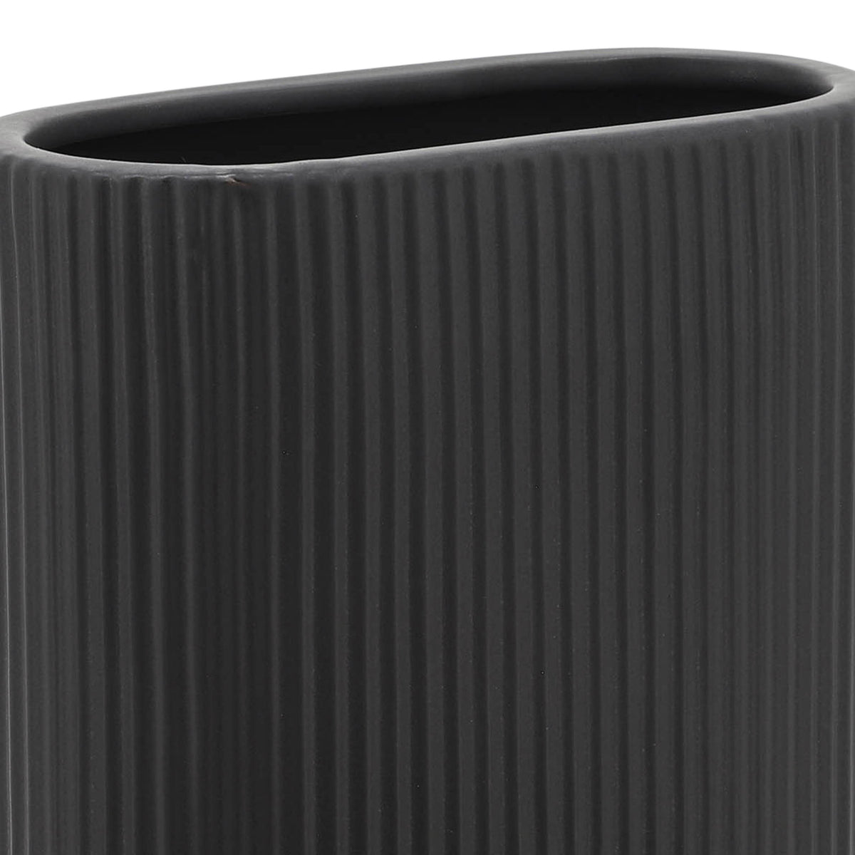Citrona Black Ceramic Ridged Vase
