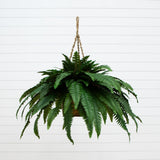 29" Artificial Double Giant Boston Fern Hanging Basket - Ornate Home