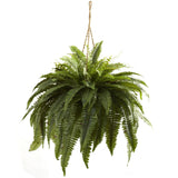 29" Artificial Double Giant Boston Fern Hanging Basket - Ornate Home