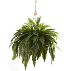 29" Artificial Double Giant Boston Fern Hanging Basket - Ornate Home