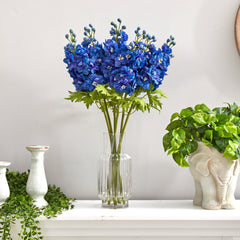 29” Delphinium Artificial Arrangement in Glass Vase - Ornate Home