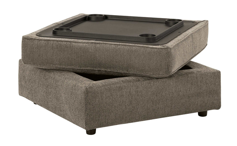 (Online Special Price) O'Phannon Putty Ottoman w/ Storage & Built-in Table Top - Ornate Home