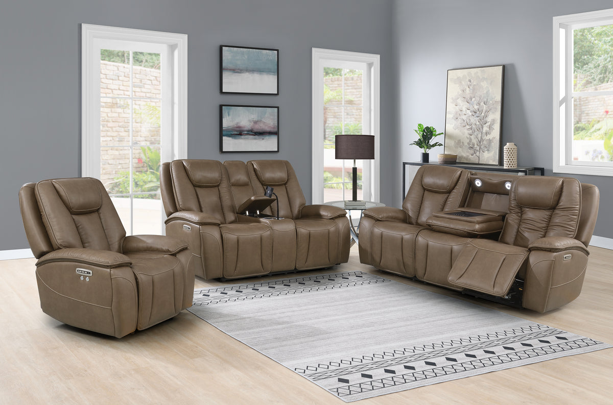 Sundance Chocolate Fabric & Leatherette Triple Power Reclining Chair