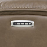 Sundance Chocolate Fabric & Leatherette Triple Power Reclining Sofa with Drop-Down Table