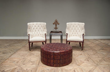 Atelier Leather Brown Leather Tufted Ottoman - Ornate Home