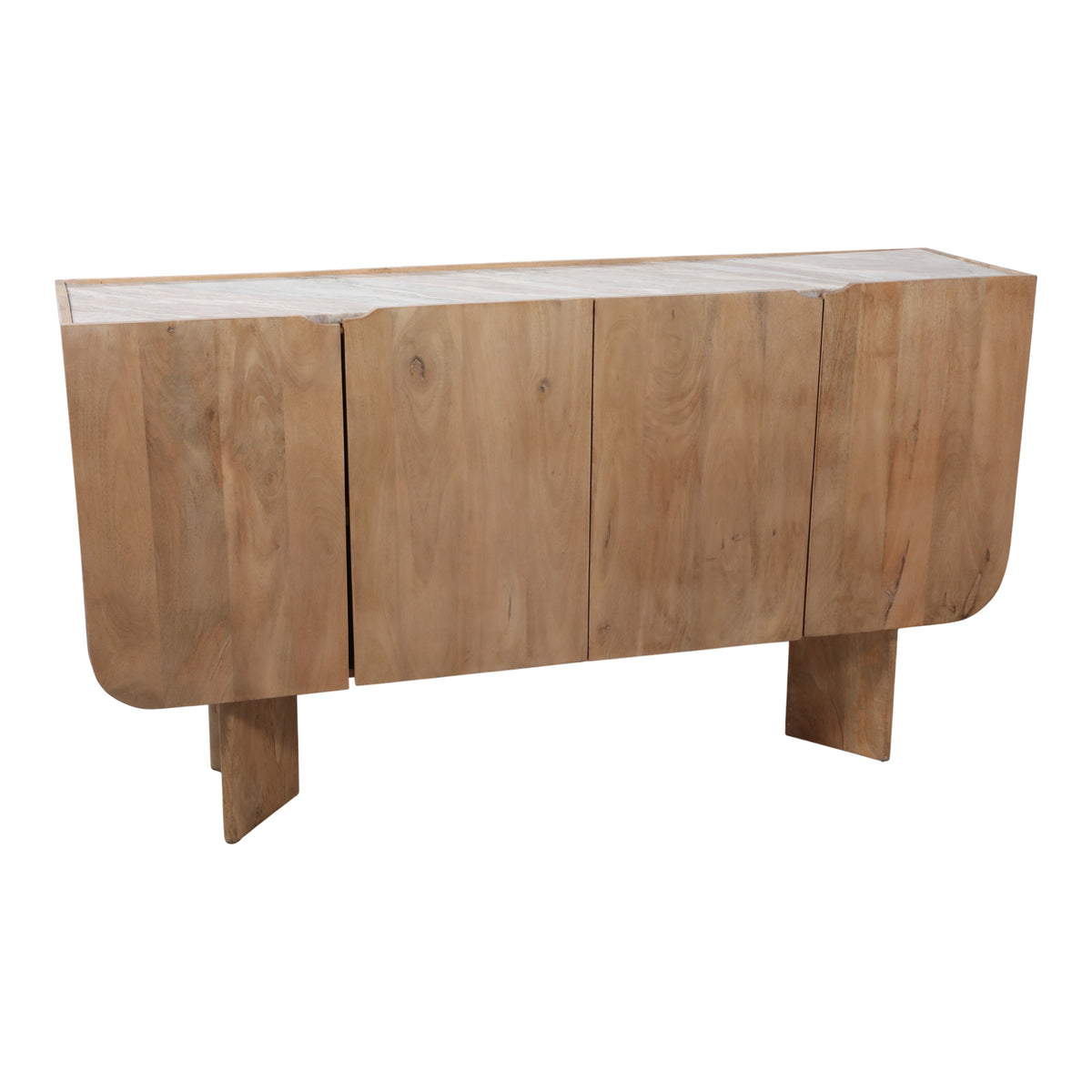 Mooney Flat Tan/Brown Modern 4-Door Cabinet