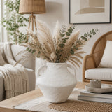 Ferris White Large Paper Mache Vase with Handles