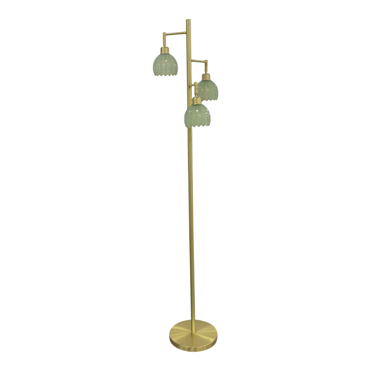 Farm Hills Green 3-Light Floor Lamp with Glass Shade