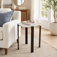 Woodstock White/Black Raw Edge Agate Accent Table
