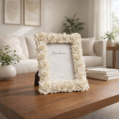 Paige White Large Rose Border Photo Frame