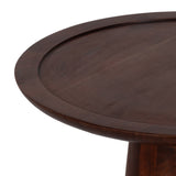 Delleker Brown Wood Pillar Shaped Side Table