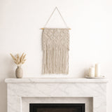 Lakin Ivory Wood Macrame Wall Shelf