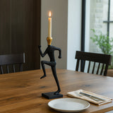 Sorroca Gold/Black Metal Running Man Taper Candle Holder