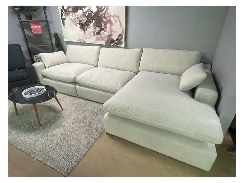(Online Special Price) Elyza Linen 3pc Sectional Sofa w/ RAF Corner Chaise - Ornate Home