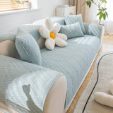 Quilted Geometric Cotton Sofa Cover, Non-Slip & Thick Padded Furniture Covers