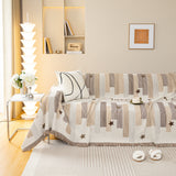 Geometric Chenille Sofa Throw Cover, Breathable Couch Protector with Tassel Fringe