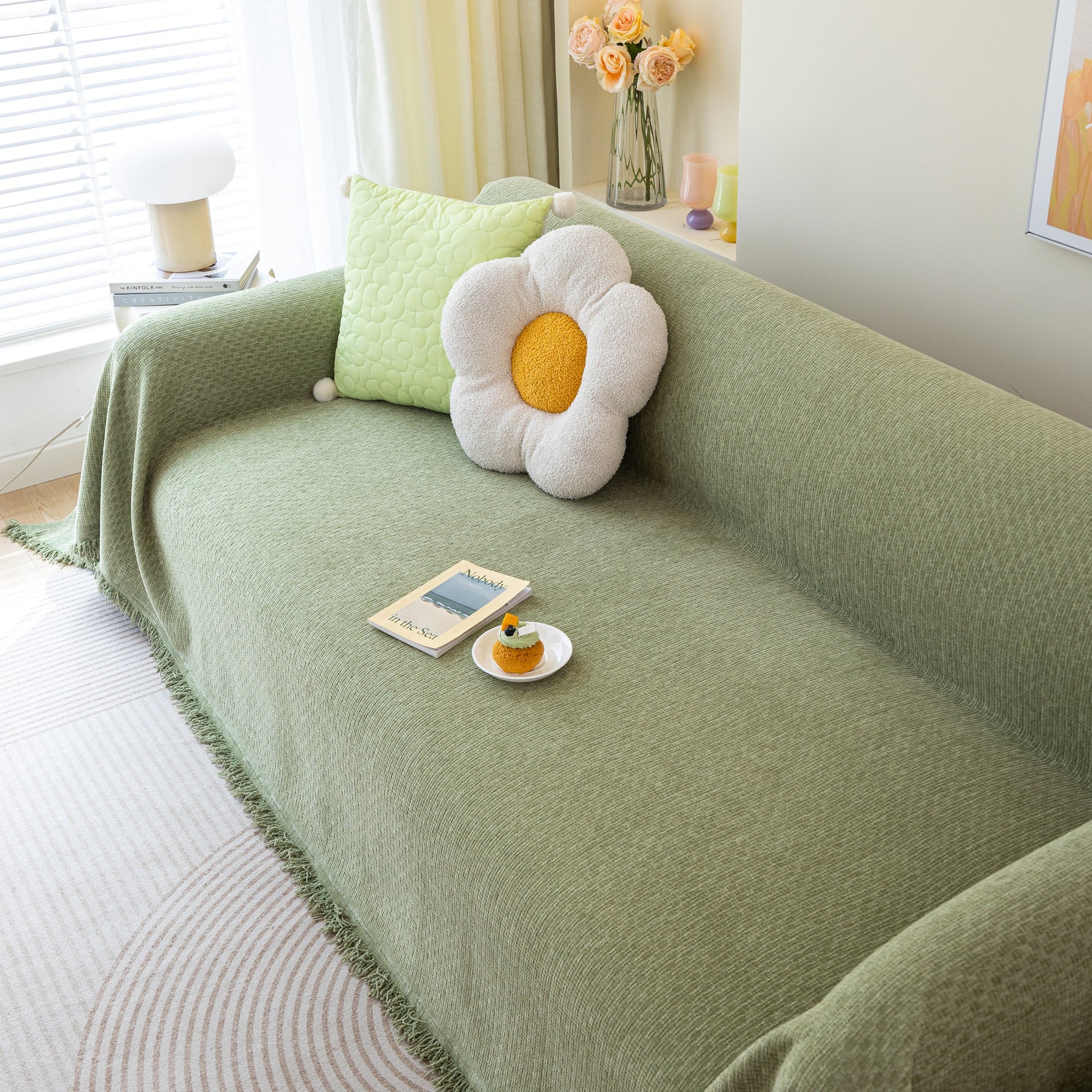 Chenille Large Throw Couch Cover Blanket with Water-Resistant for Futon, Loveseat, and L-Shaped Sofa