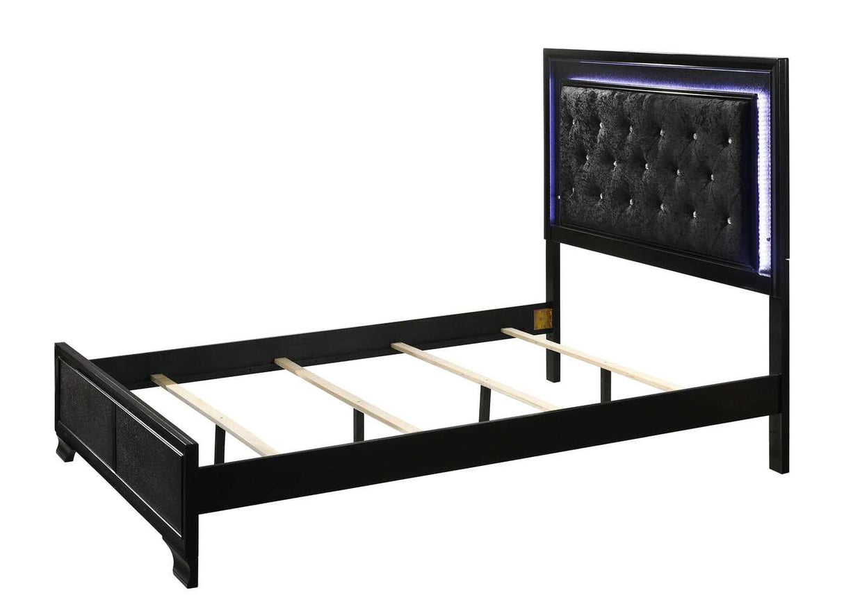 Micah Black Queen Panel Bed w/ LED HB - Ornate Home