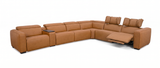 Rally Pro Caramel 7-Piece L-Shaped Dual Power Reclining Sectional with Console & Immersive Sound System
