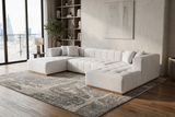 Montecito Ivory Velvet Double Chaise "U" Shape Sectional Sofa - Ornate Home