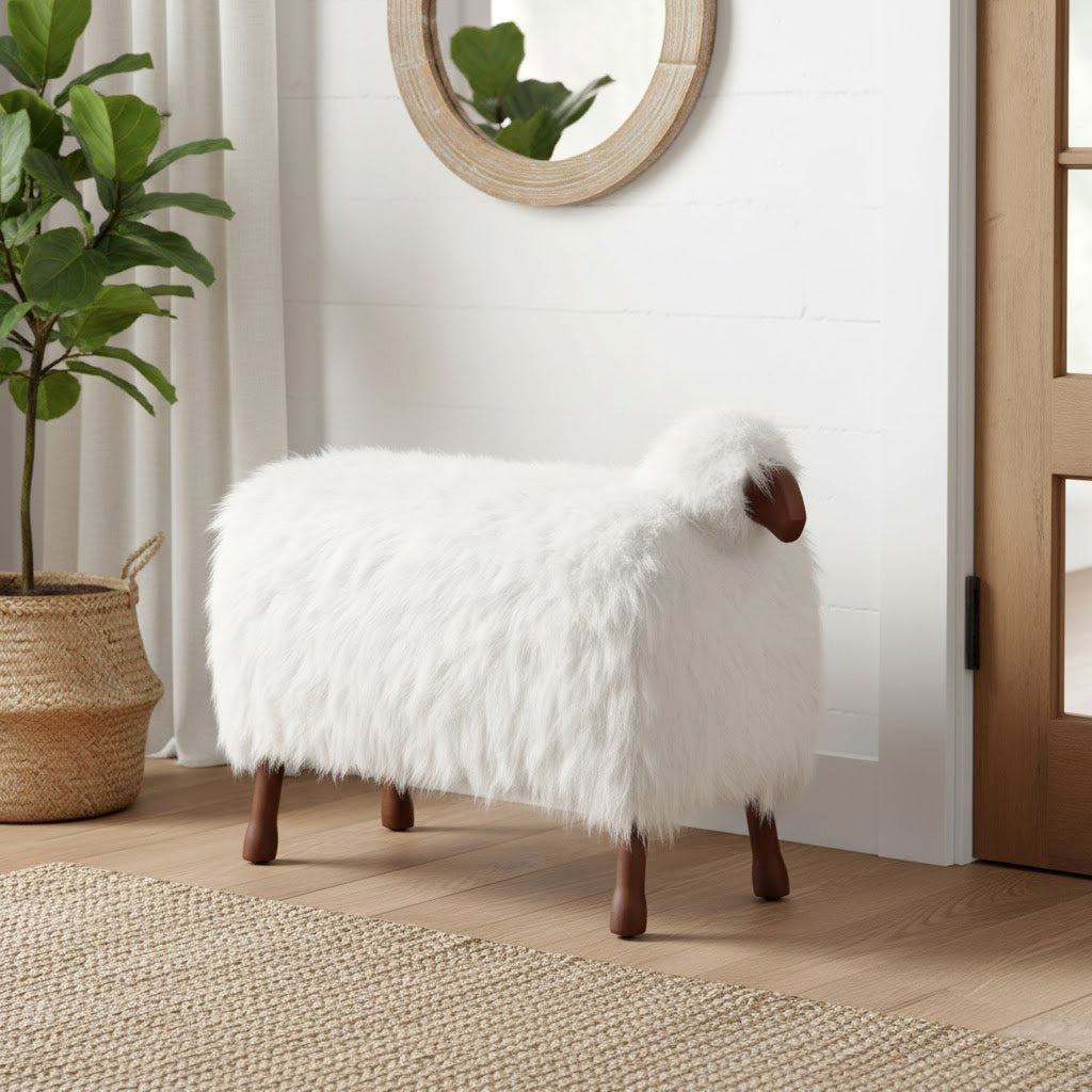 Leoland White/Brown Faux Fur Sheep