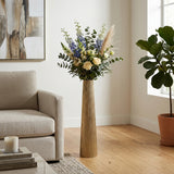 Rendalia Gold Small Metal Ribbed Floor Vase