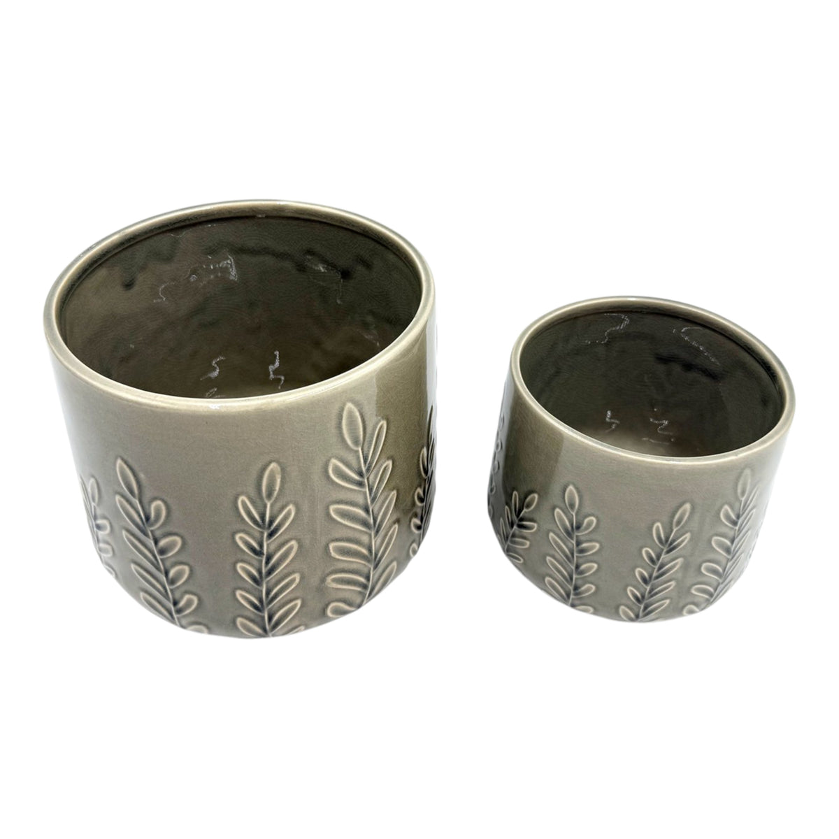 El Adobe Sage Embossed Vines Planters (Set of 2)