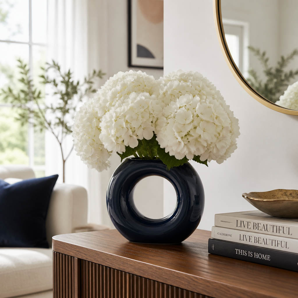 Calville Navy Ceramic Donut Vase