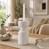 Bethune White Large Crackle Traditional Pillar Holder