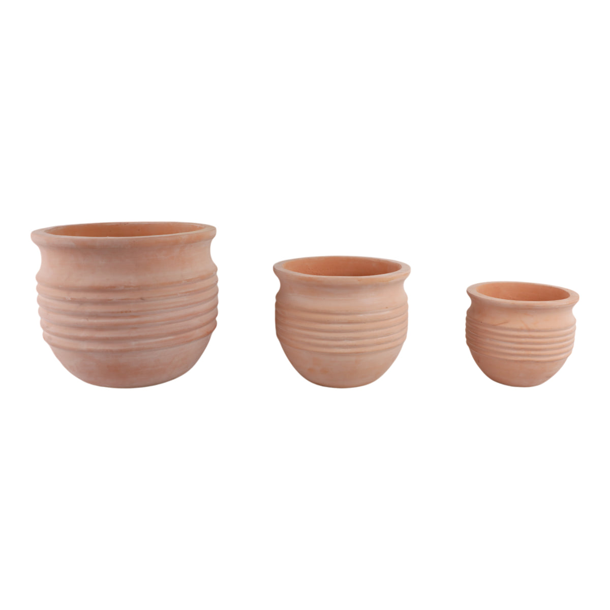 Paxton Natural/Red Terracotta Ribbed Pots (Set of 3)