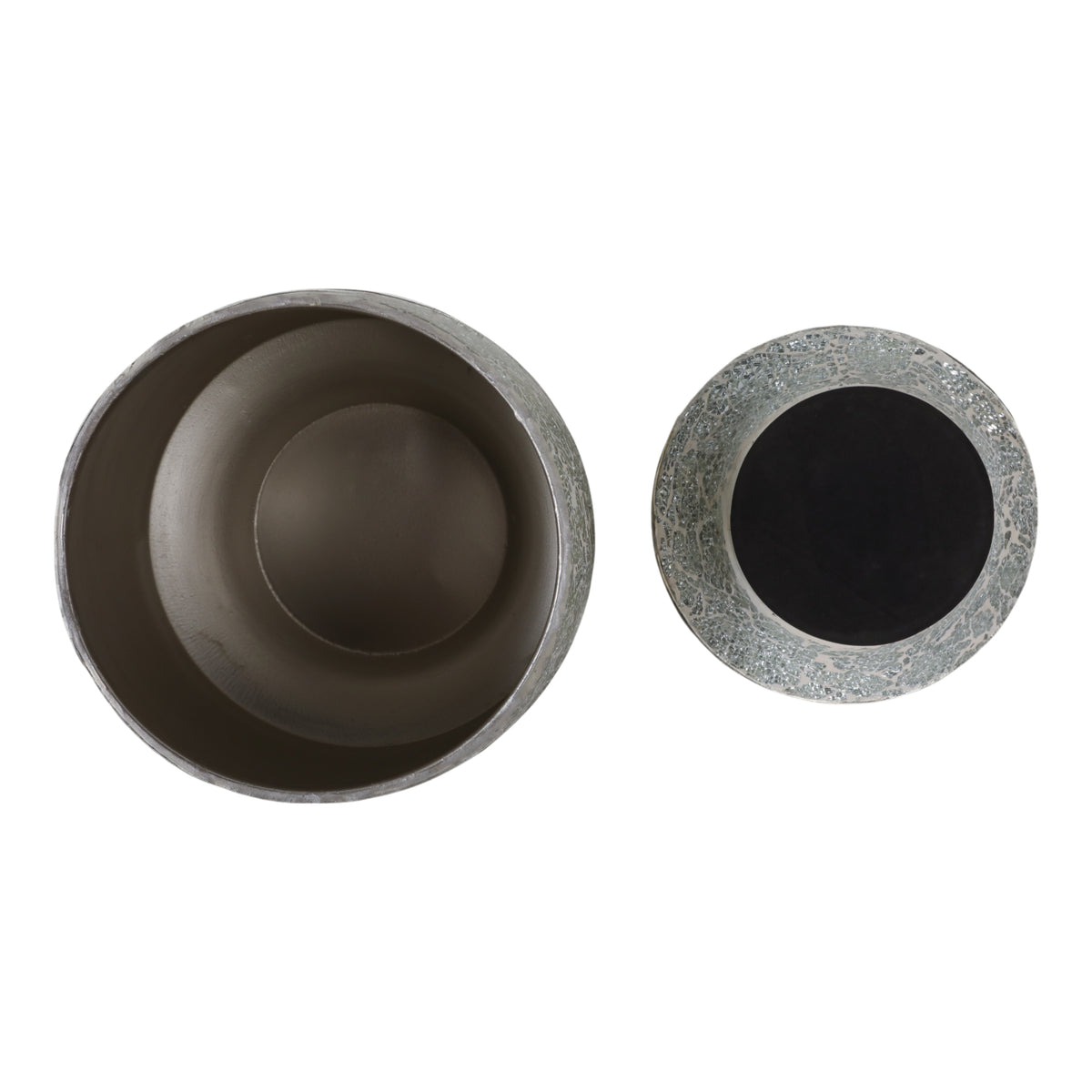 Antonshaw Silver Curved Crackle Mosaic Planters (Set of 2)