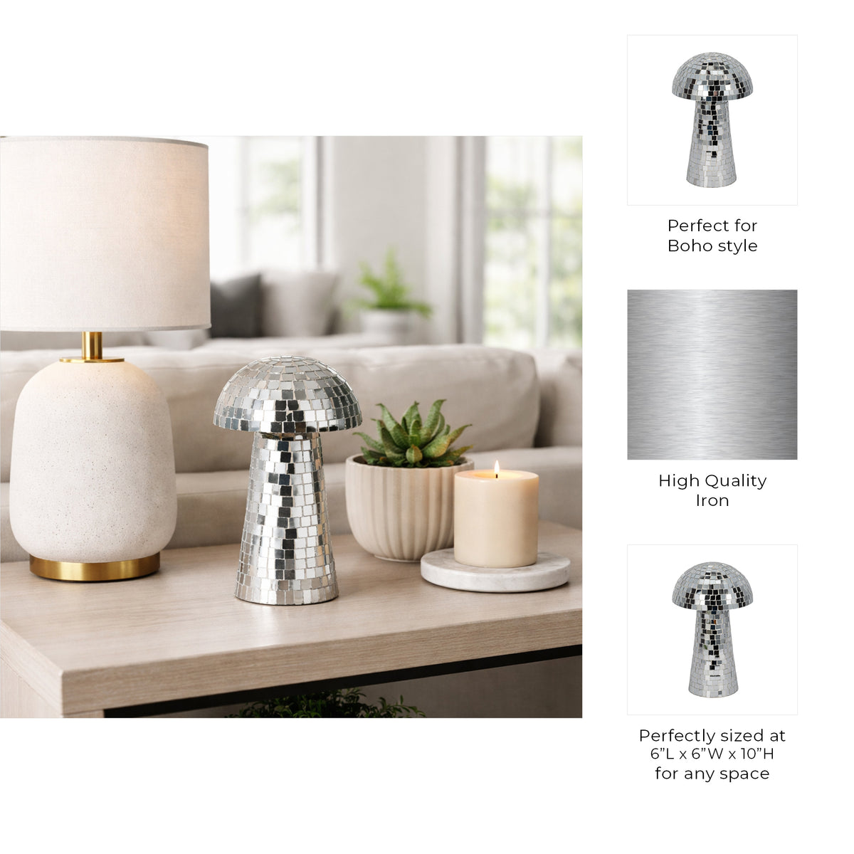 Lakeshore Silver Medium Mosaic Mushroom