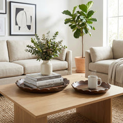 Toyon Dark Brown Scallop Trays (Set of 2)