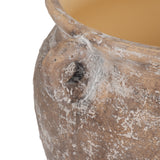 Harvard Brown/Ivory Textured Stoneware Jug Planter