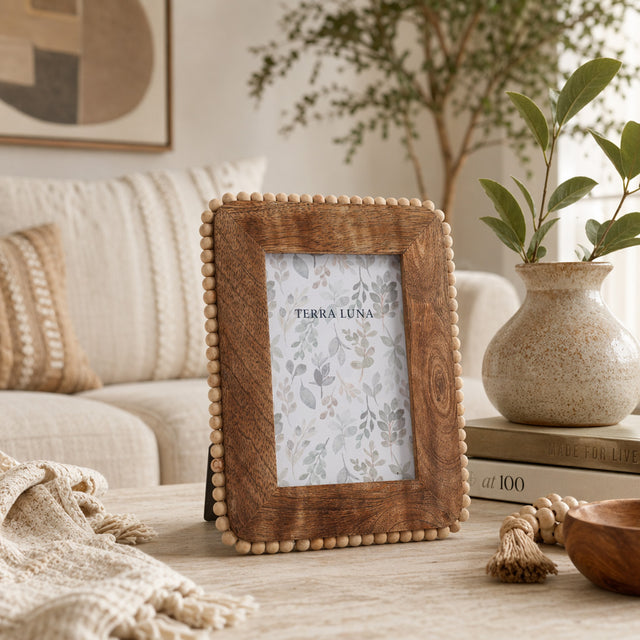 Owenmore Natural Beaded Border Wood Photo Frame