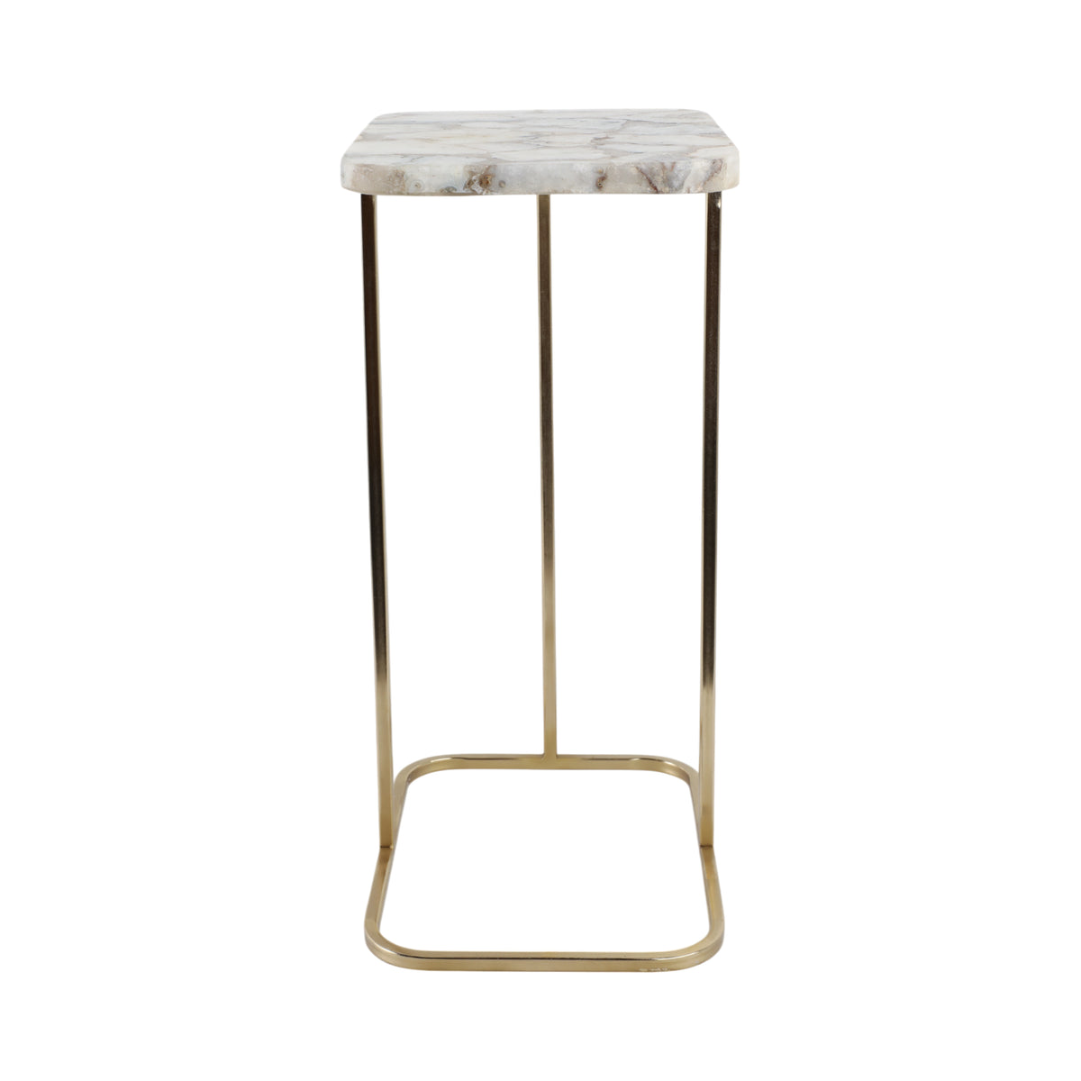 Oceana White/Gold C-Table with Agate Top
