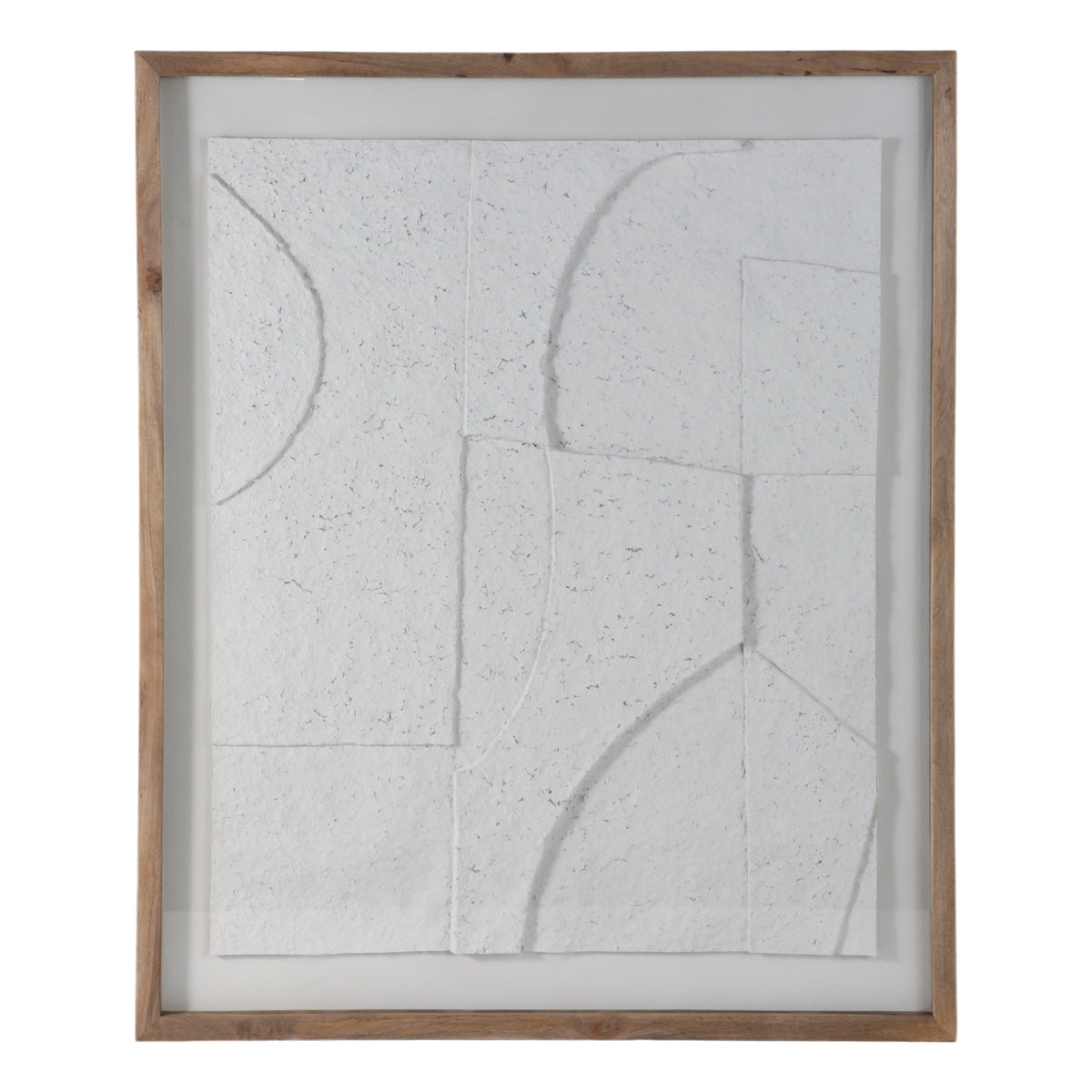 Big Pines White/Brown Paper Mache Wall Art with Wooden Frame and Glass