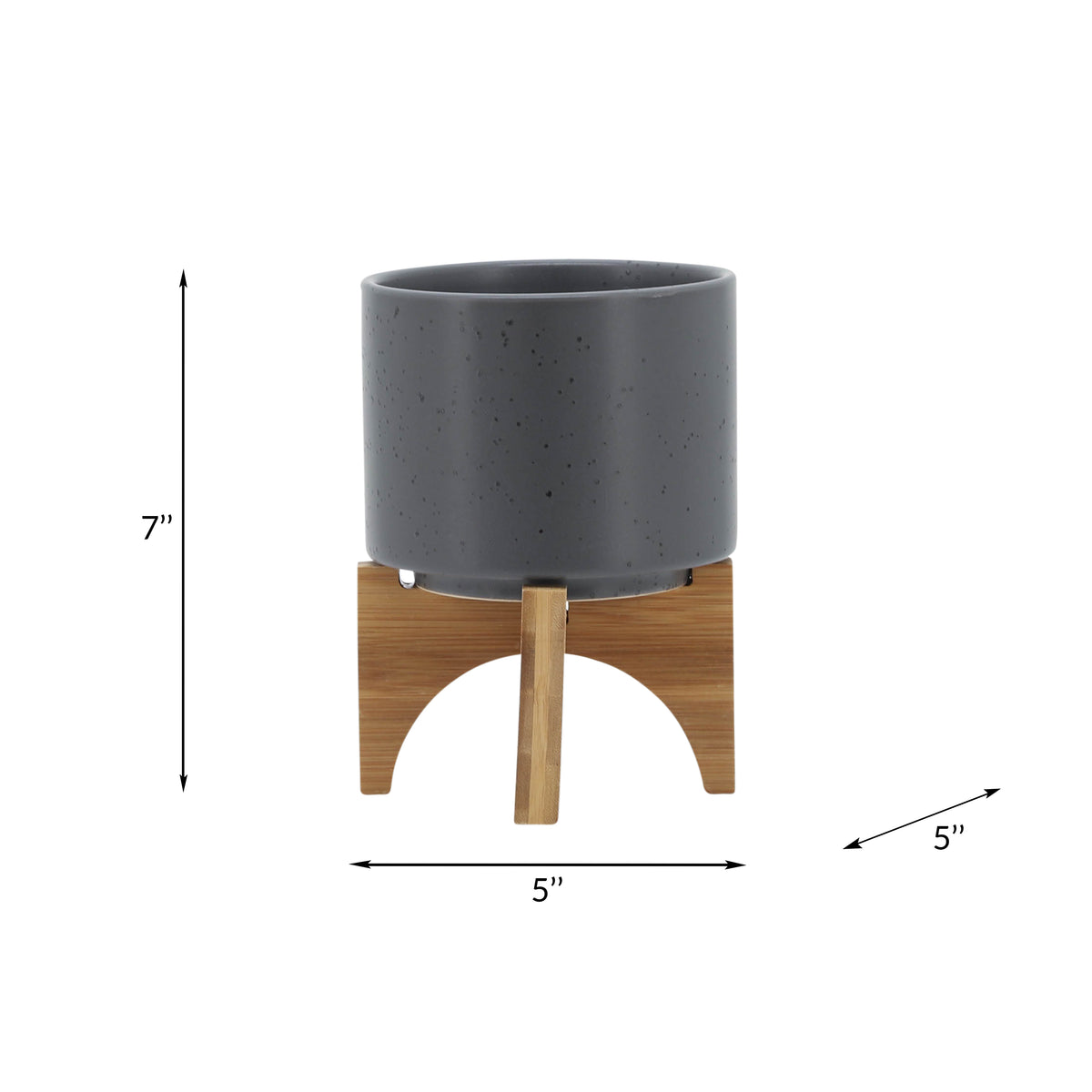 Swiss Bar Gray/Brown Planter with Wood Stand