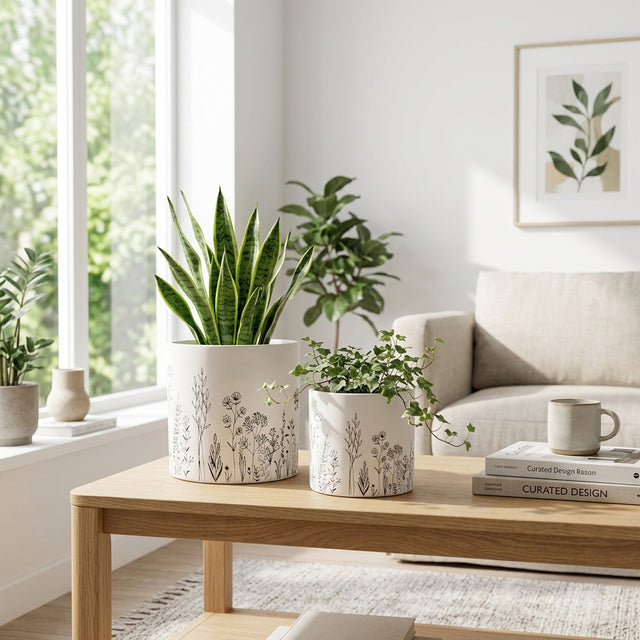 Darrenoak White/Black Planters (Set of 2) - 21860EC