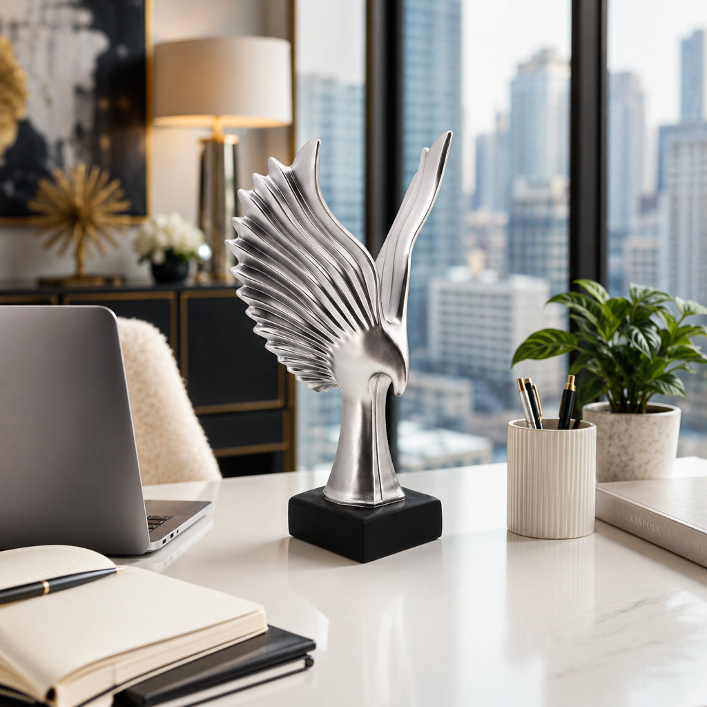 Boron Silver Small Resin Eagle Table Accent