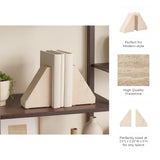 Bingham Tan Travertine Triangle Bookends (Set of 2)