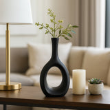 Johnsondale Black Ceramic Curved Open Cut Out Vase