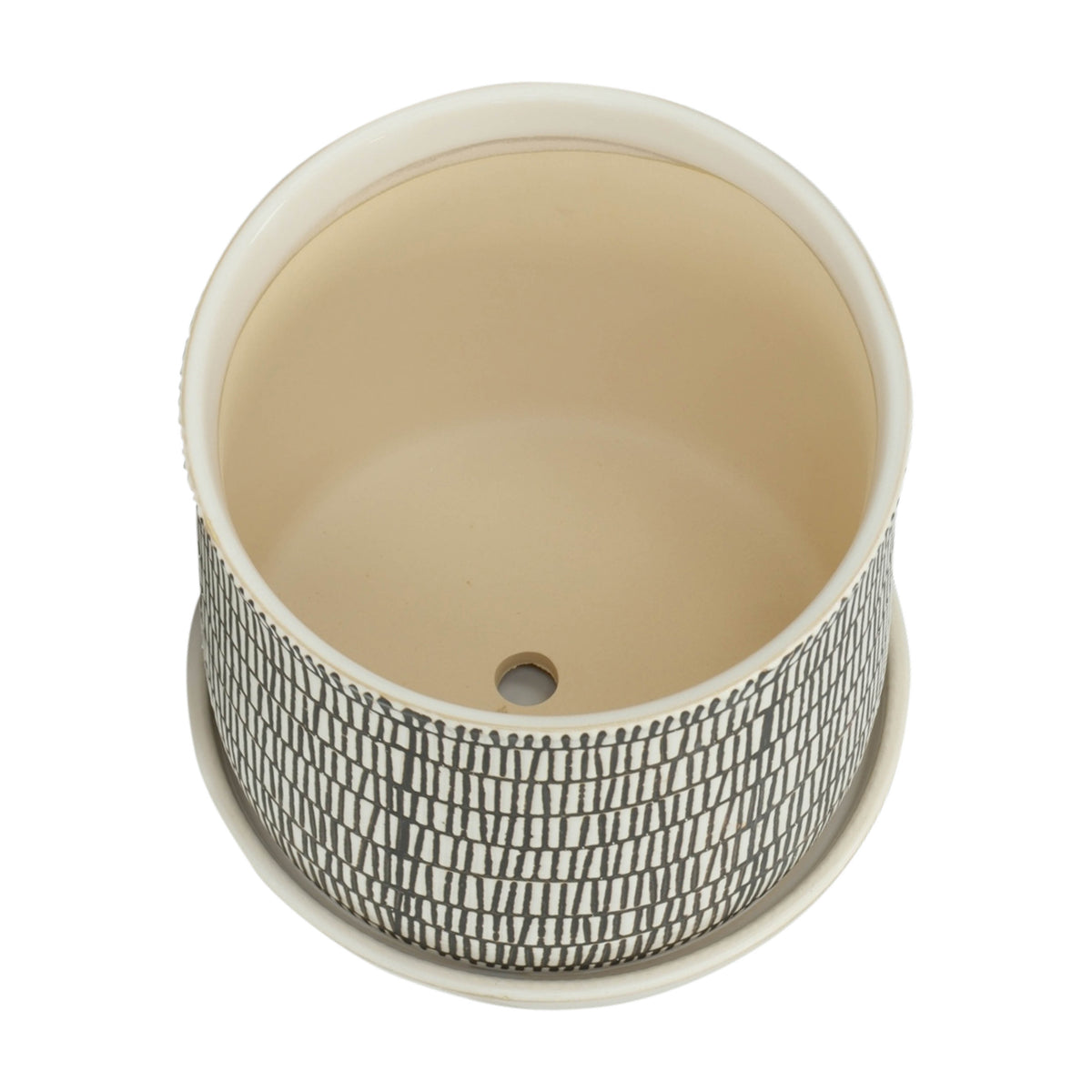 Gridley Beige Ceramic Planters with Saucer (Set of 2) - 14807-03