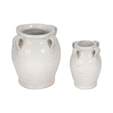Cohenway White Large Crackle Vase with Handles