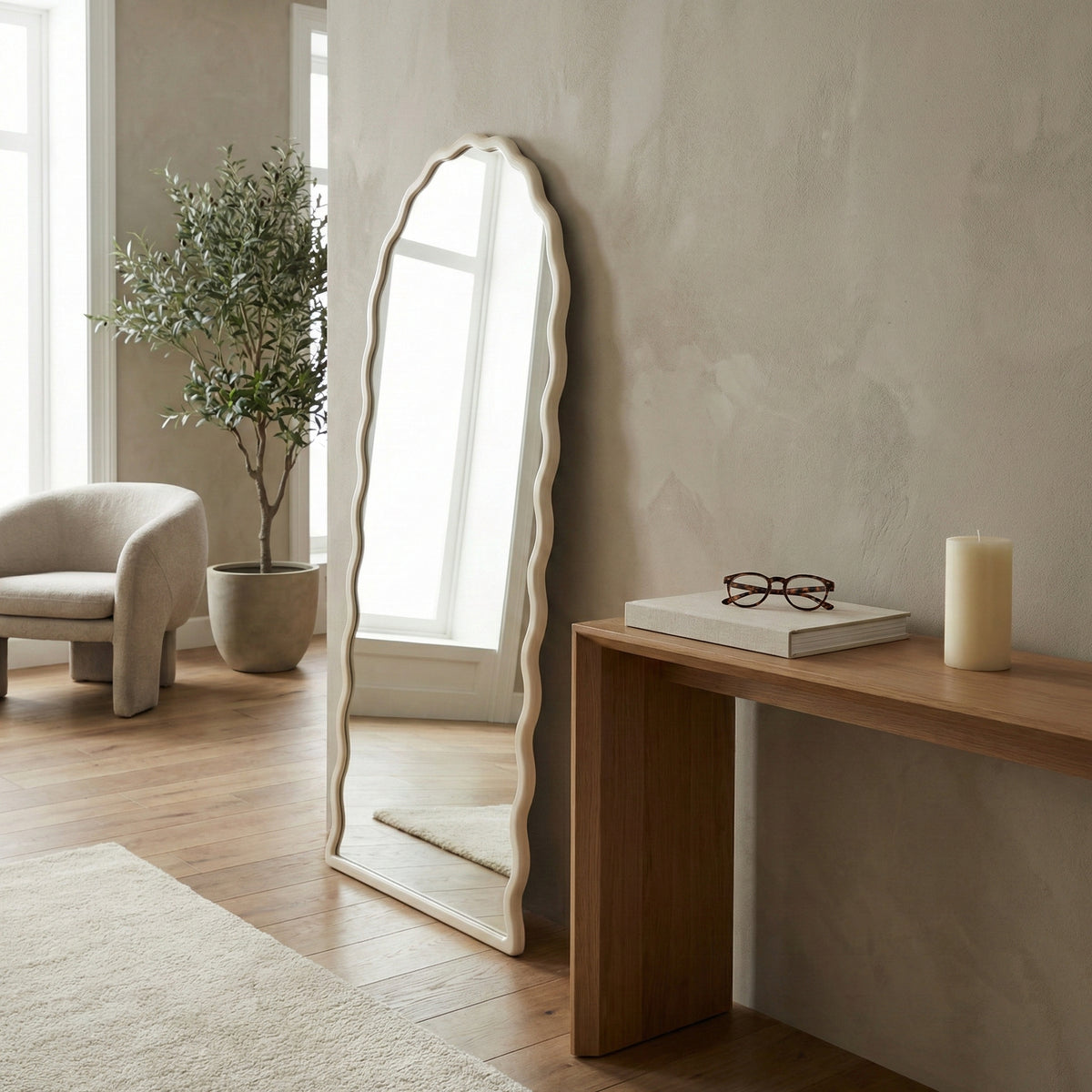Elroyhaven White Wavy Leaner Mirror