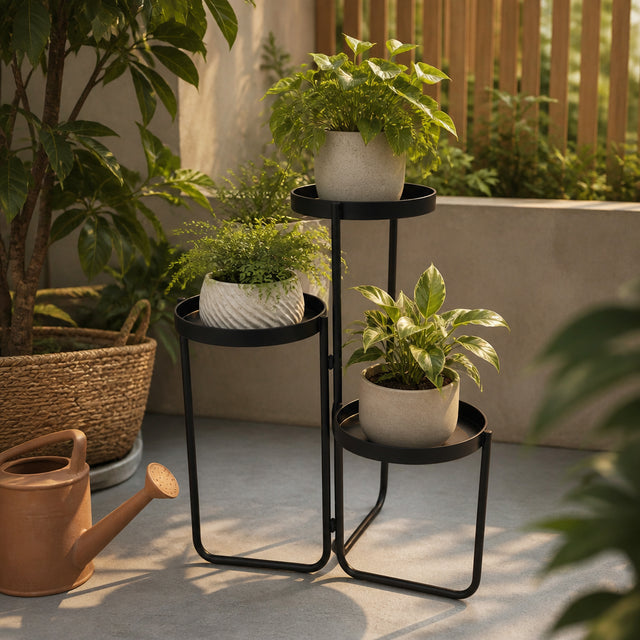 Wyo Black 3-Tier Modern Plant Stand