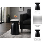 Russ Black/White Metal Accent Table with Marble Top