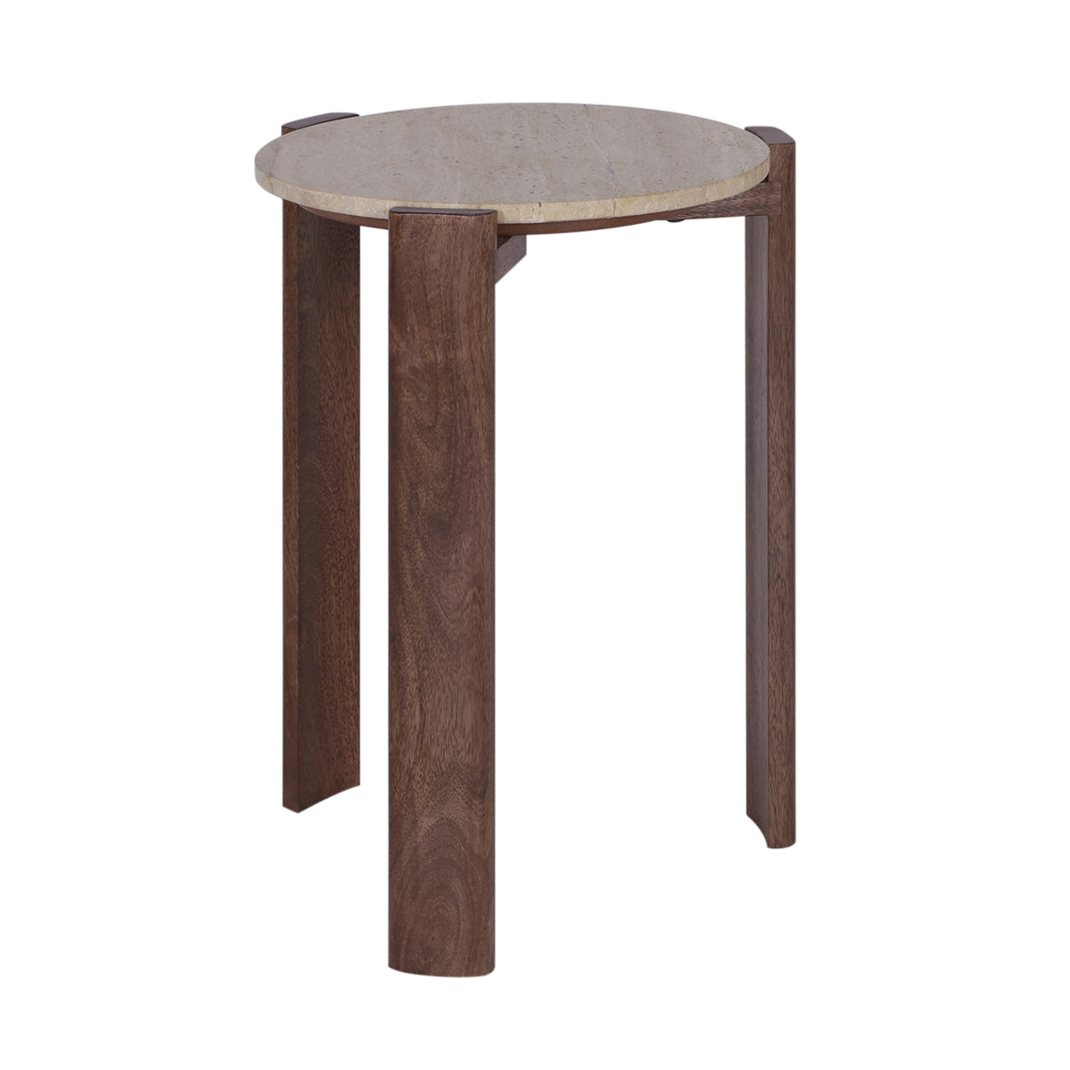 El Macero Tan/Brown Accent Table with Travertine Top